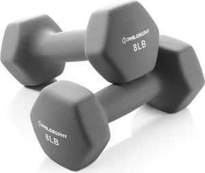 Philosophy Gym Set of 2 Neoprene Dumbbell Hand Weights, Hexagon Shape