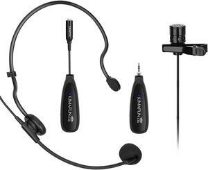 KIMAFUN Wireless Microphone System, 2.4G Wireless Microphone Transmitter/Receiver Set with Headset/Lavalier Lapel Mics, Ideal for Teaching, Weddings,Presentations,School Play,G102