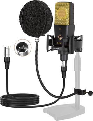XLR Podcast Microphone Professional Cardioid Studio Condenser Microphone 25mm Large Diaphragm Computer PC Gaming Mic Kit with Upgrade Pop Filter for Vocal Recording,Streaming,YouTube C414