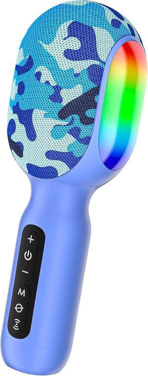 StageSound  Microphone, Wireless Bluetooth Microphone with Dynamic LED Lights, 5-in-1 Portable Handheld Mic Speaker Machine for Singing Home Party Toys Birthday Gift for Kids Adults Boys Girls