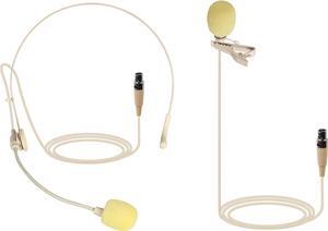 Phenyx Pro Beige Color Lavalier Lapel & Headset Mic Combo with Mini XLR Jack, Hands-Free Clip-on Lapel Mic, and Flexible Wired Boom Headset, Compatible with All Wireless Mic System