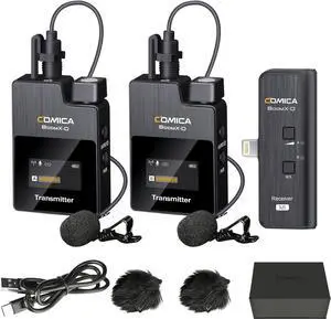 comica Wireless Microphone for iPhone, BoomX-D MI2 2.4G Dual Wireless Lavalier Microphone for iPhone Video Recording, Lapel Mic for iOS Vlogging YouTube Facebook Tiktok Livestream Interview