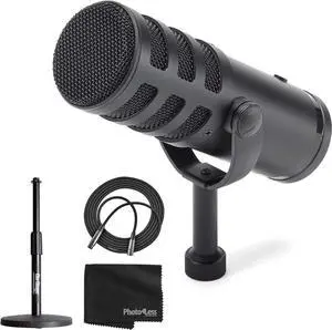 Samson Q9U XLR/USB Dynamic Broadcast Microphone + Desk Microphone Stand + Mic Cable + Cleaning Cloth