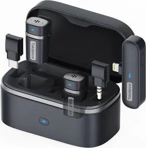 Pro Wireless Lavalier Microphone for iPhone Android Camera - Mini Lapel Mic with Noise Cancelling - Clip-On Mics with Charging Case for YouTube Tiktok Live Stream Video Recording (PRO)