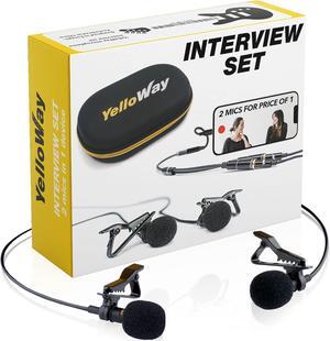 YelloWay Dual Lavalier Lapel Microphone - for Interviews - 2 Persons Podcast Microphone Pack - 2 Conference Room Omnidirectional Microphone Set