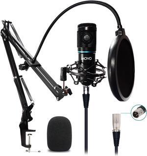 Movo PodPak Podcast Equipment Bundle with XLR Condenser Microphone, Articulating Scissor Arm, and Pop Filter - XLR Mic for Podcasting, Streaming, YouTube, Music, ASMR - Content Creator Studio Mic