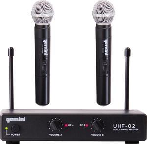 Gemini UHF Wireless Microphone Bundle  Professional Handheld & Lapel Mics, Dual-Channel Receiver, Long Range for Live Performance & Presentations (Hand Held Frequencies 3 + 4)