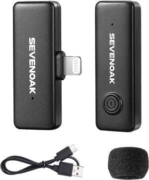 Sevenoak Wireless Lavalier Microphone for iPhone 2.4GHz YouTube Microphone Wireless with Noise Cancellation Bulit in Microphone Plug&Play for Live Stream/Vlogging/YouTube(SKM-W10-D1)