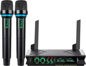 VHF Wireless Microphone System, Cordless Microphone, Professional Dynamic Handheld Wireless Microphone, 165ft Karaoke Wireless Microphone for Sing, Church, Party, Karaoke, Wedding, Speech