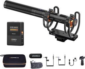comica CVM-VM30 2.4G Super Cardioid Condenser Wireless Shotgun Microphone for Camera, Smartphone, and PC with 75/150Hz, Super-Cardioid Universal Video Microphone for Filmmakers, Vloggers