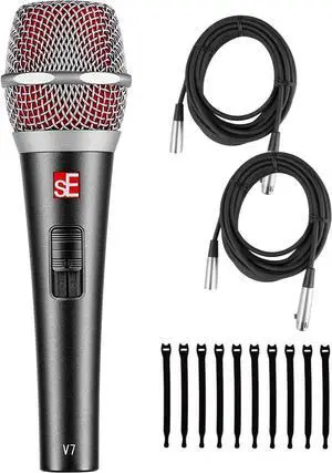 Briskdrop sE Electronics V7 Switch Supercardioid Dynamic Handheld Microphone - Bundle with 2 XLR Cables and 10 Cable Ties Briskdrop sE Electronics V7 Switch Supercardioid Dynamic Handheld Microphone - Bundle with 2 XLR Cables and 10 Cable Ties