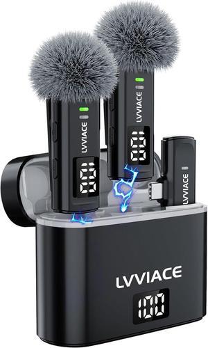 Wireless Lavalier Microphone for Phones with USB Type C Ports, 40 Hours of Battery Life with Transmitter Digital Display Charging Case, 82ft Mini Mic with Noise Cancellation (USB Type C)