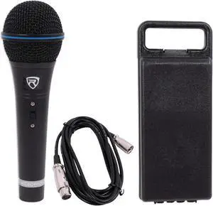 Rockville RMM-XLR Super Cardioid Dynamic Microphone, 600 Ohm, Metal Body, On/Off Switch, 10ft XLR Cable, Black Finish, for Live Performances and Vocals