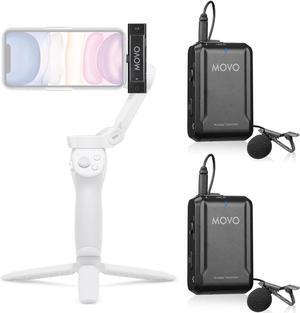 Movo Edge-DI-Duo Wireless Lavalier for iPhone - Perfect Compact Lav Mic for Smartphone Gimbal Stabilizer - Great for Vlogging, Filming, Teachers, and More - Compatible with DJI Osmo OM 4, 5