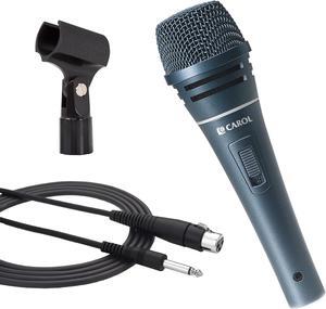 CAROL Wired Dynamic Microphone - for Live Singing Performances, Professional Singing, Handheld Super Cardioid Mic, with 15ft Detachable XLR to 1/4" Cable/ON/Off Switch/Mic Holder - -Plus 2