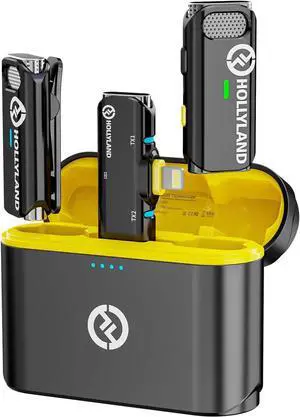 Hollyland Lark C1 Wireless Lavalier Microphone for iPhone 14/13/12, Plug and Play, MFi Certified Lapel Mic with Charging Case, 650ft Transmission, Ultral Compact, for Vlogging, YouTube-Black