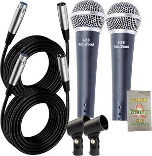 Vocal Microphones with XLR Mic Cables & Clips (2 Pack) Cardioid Dynamic Handheld for Home Studio Recording Package, Live Stage Singing, Adult DJ  | Pro Audio Mic Cords, 3-Pin Wire