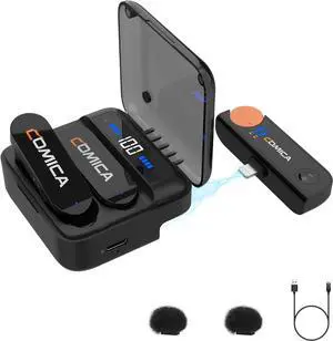 comica Vimo S MI Wireless Microphone for iPhone, MFI Certified, Noise Cancellation, 656' Range, 15H Working Time, Monitoring, iPhone Mic for Video Recording, Vlog, Live Streaming, YouTube