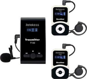 Retekess T130 Tour Guide System, Church Translation System, Good Quality Sound, 99 Channels, Assisted Listening Devices for Court,Training,Interpreter (1 Transmitter 2 Receivers)