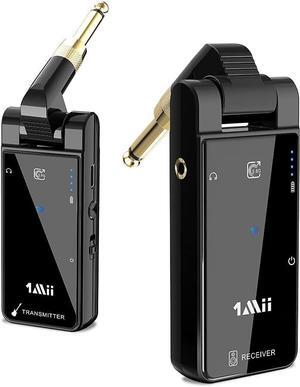 1Mii M2 Wireless Guitar Transmitter Receiver, 5.8GHz Wireless Guitar System Transmitter Receiver for Electronic Guitar Violin Keyboard Rechargeable Transmitter and Receiver for Guitarists Bassists