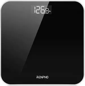 RENPHO Scale for Body Weight, Digital Bathroom Scale with Backlit LED Display, Highly Accurate & Measures Weight up to 400 lb/180kg, Batteries Included, Black-Core 1S