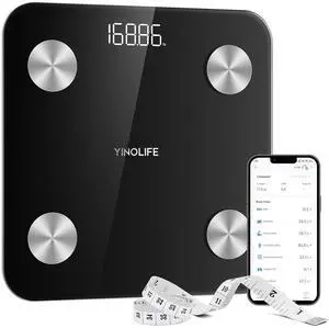 Scale for Body Weight, Digital Smart Bathroom Weight Scale with BMI, Body Fat, Muscle Mass, Accurate 20 Body Composition Scale, 10.2" Compact Scale with APP, 400lb, Black