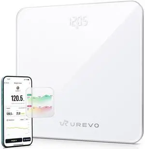 UREVO Smart Scale for Body Weight, Digital Bathroom Scale with LED Display, Highly Accurate Weight Scale, Syncs with UREVO Health App for BMI Tracking, 400 lbs / 180kg, kg/lb Units