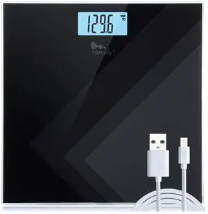 himaly Digital Body Weight Scale, USB Rechargeable Bathroom Scale with Step-On Technology, Back Light Display, Digital Weight Scale, 400Ibs/180kg Capacity, 6mm Tempered Glass