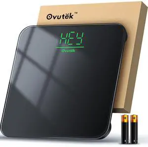 Bathroom Scale for Body Weight, Highly Accurate Digital Weighing Machine for People, Upgraded Batteries Included, Compact Size, LED Display, Physician Scale with Sturdy Tempered Glass, 400lb