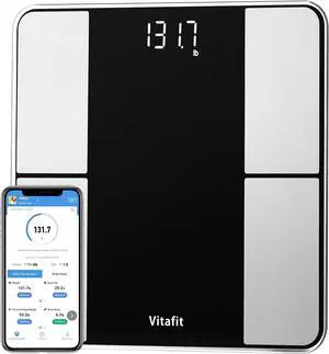 Vitafit Smart Body Fat Weight Scale for Body Composition Monitors, Weighing Professional Since 2001,Digital Wireless Bathroom Scale for BMI Fat Water Muscle Sync App, 400lb, Black Vitafit Smart Body Fat Weight Scale for Body Composition Monitors, Weighing Professional Since 2001,Digital Wireless Bathroom Scale for BMI Fat Water Muscle Sync App, 400lb, Black