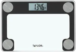 Taylor Digital Compact Scale with Travel/Storage Tote, Mini Weighing Device for Body Weight, Highly Accurate and Portable for Travels or Bathroom, 400 lb Capacity, Clear