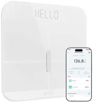 Wyze Smart Scale X - FSA/HSA Eligible - Digital Bathroom Scale for Body Weight, BMI, Body Fat, Muscle Mass, Heart Rate Monitor | ITO Glass & LED Backlight | Batteries Included, 400 lbs (White)