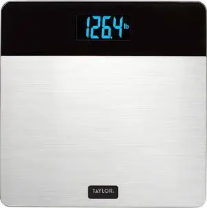 Taylor Digital Brushed Stainless Steel Scale, Bathroom Scale for Body Weight, Digital Bathroom Weighing Machine, Battery Powered, FSA HSA Eligible, Highly Accurate, Measures Weight up to 400 lb, Black
