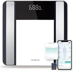 Smart Scale for Body Weight and Fat Percentage, NUTRI FIT Digital Bathroom Scale Bluetooth Biometric Scale for BMI, 17 Metrics Body Composition Analyzer High Accuracy for Weight Loss, Sync App