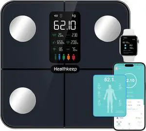 Digital Smart Body Weight Scale - Large Display Bathroom Fat Loss Scales High Accurate 15 Health Indicators Analyzer Fit Weighing Scale for BMI Heart Rate Home Gym Workout