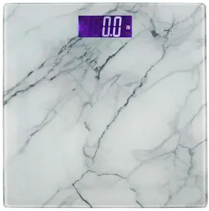 Marble Digital Scale | Glass Digital Weight Scale | Marble Finish | Marble Bathroom Décor Scale| 395 Pound Capacity | Bathroom Scales for Weight | Digital Scale for Body Weight | Glass Scale Weight