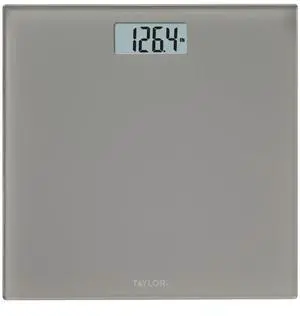 Taylor Digital Scales for Body Weight, Highly Accurate 350 LB Capacity Bathroom Scale, 11.0 x 11.0 Inch Durable Glass Platform, Battery Powered, Easy to Read, Gray