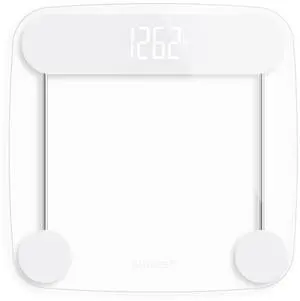 Greater Goods Digital Weight Bathroom Scale, Shine-Through Display, Accurate Glass Scale, Non-Slip and Scratch Resistant, Body Weight (Clear)