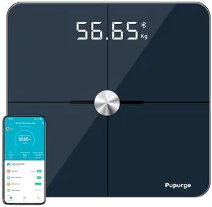 Smart scale for body weight, Smart BMI body fat scale Accurate to 0.1lb/0.05kg Auto Calibrated, 25 body composition Analysis, Bluetooth Bathroom scales for weight, Clear LED, Batteries Included, 180kg