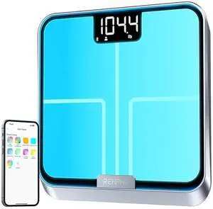 RENPHO Smart Body Fat Scale with Light, Fitness Equipment with RGB Lighting, Rechargeable Scale with BMI, Body Fat, Muscle Mass, Color Changing with Weight Variation, FSA HSA Eligible, Elis Chroma