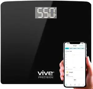 Vive Smart Body Weight Scale (500lbs Capacity) - Heavy Duty Bariatric Digital Scale for BMI - Plus Size, Large Display - Bathroom Device for Health Extra Wide Base & Smartphone Connectivity Vive Smart Body Weight Scale (500lbs Capacity) - Heavy Duty Bariatric Digital Scale for BMI - Plus Size, Large Display - Bathroom Device for Health Extra Wide Base & Smartphone Connectivity