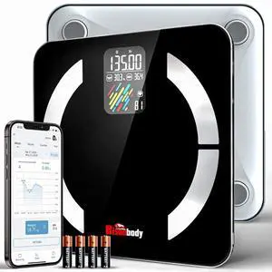 Smart Digital Bathroom Body Scale | Large Display Accurate Result | 22 Metrics Including Cardiac Index, Heart Rate, Body Fat, Lean Body Mass | Tempered Glass, App Support Bluetooth