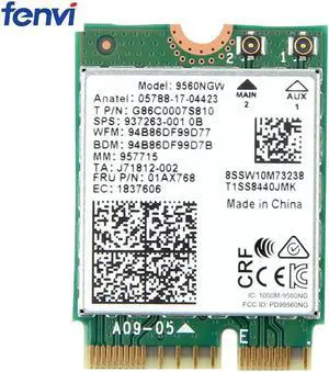Sem fio, banda dupla, 1.73gbps, para intel ac 9560 9560ngw ngff chave e cartão wi-fi 9560ac 8020,11ac bluetooth 5.0, para laptop e windows 10