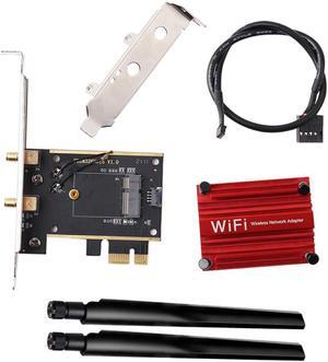 M.2 para pci express adaptador sem fio, conversor ngff m.2 wifi bluetooth card com duas antenas para intel ax210 ax200 9260 8265