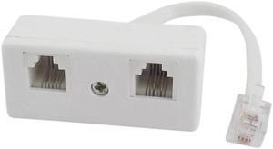6P4C RJ11 Male to Dual Female Telephone Line Splitter Connector Adapter