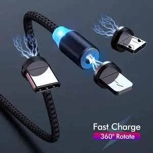 Magnetic USB Cable For iPhone 12 11 Xiaomi Samsung Type C Cable LED Fast Charging Data Charge Micro USB Cable Cord Wire Magnetic USB Cable For iPhone 12 11 Xiaomi Samsung Type C Cable LED Fast Charging Data Charge Micro USB Cable Cord Wire