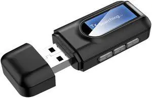 USB Bluetooth 5.0 + EDR + LCD Display Audio Receiver Transmitter For TV PC Driver-USB Dongle 3.5MM 3.5 AUX Wireless Adapter