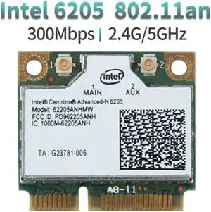 2.4G/5GHz Wireless Adapters for Intel Centrino Advanced-N 6205 62205an 62205hmw 300Mbps Half Mini PCI-E WiFi Card 802.11n Window 2.4G/5GHz Wireless Adapters for Intel Centrino Advanced-N 6205 62205an 62205hmw 300Mbps Half Mini PCI-E WiFi Card 802.11n Window
