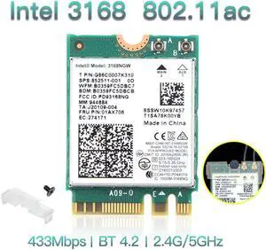 Dual band Wireless Wlan For Intel 3168 AC 3168NGW NGFF M.2 802.11ac Wifi Bluetooth 4.2 Card 2.4G/5Ghz Network Wi-Fi Adapter