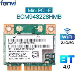 Dual Band 300Mbps BCM943228HMB For Bluetooth4.0 802.11a/b/g/n Wifi Wireless Card Half Mini PCI-E Notebook Wlan 2.4G/5Ghz Adapter